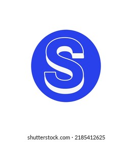 Alphabet s blue sign icon in circle White background