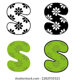 Alphabet S in flat style isolated