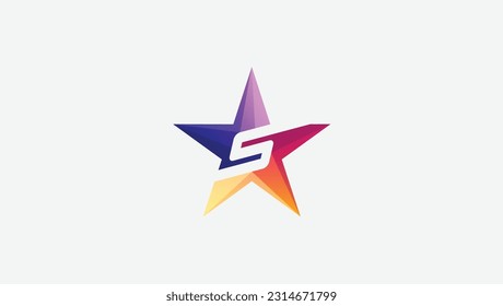 Alphabet S letter initial logo in star shape gradient style