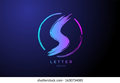 alphabet S letter logo grunge brush blue pink logo icon design template. Suitable for a company logotype