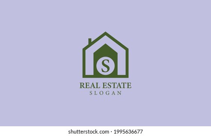 Alphabet S Real Estate Monogram Vector Logo Design, Letter S House Icon Template