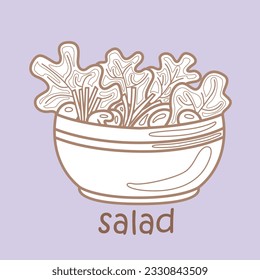 Alphabet S For Salad Vocabulary Lesson Student School Cartoon Digital Stamp Outline