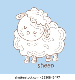 Alphabet S For Sheep Vocabulary Lesson Student School Cartoon Digital Stamp Outline
