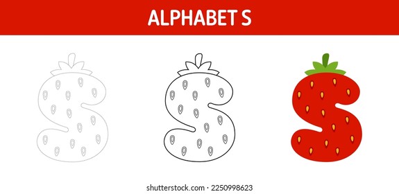 Alphabet S tracing and coloring worksheet for kids