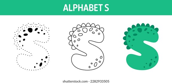 Alphabet S tracing and coloring worksheet for kids