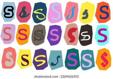 Alphabet s- vector cut newspaper and magazine letters, paper style ransom note letter