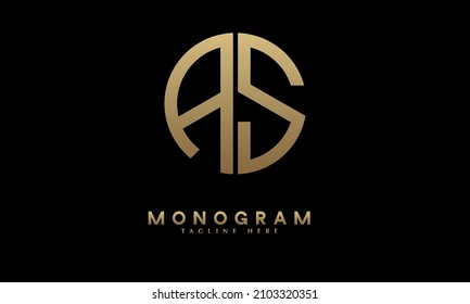 Ilustración de Alfabeto AS o SA modelo de logotipo de vector monograma en forma redonda