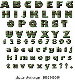 Alphabet in Santa Claus gnome costume. Creative vector Decoration letters with green clothes and belt. Vector illustration ABC, xmas font and numerals. Typography letters