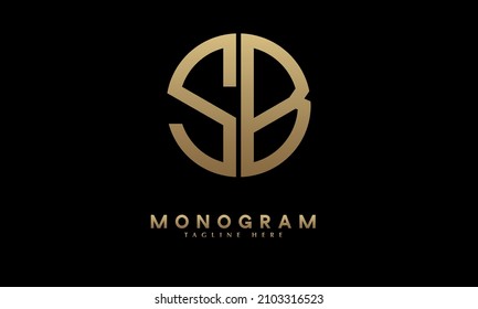 Alphabet SB or BS illustration monogram vector logo template in round shape