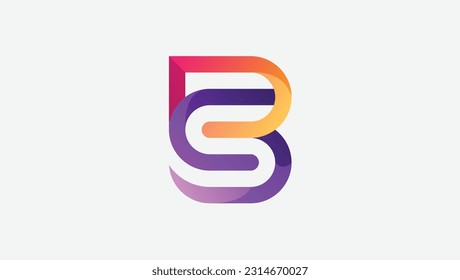 Alphabet SB or BS initial letter logo in gradient color style