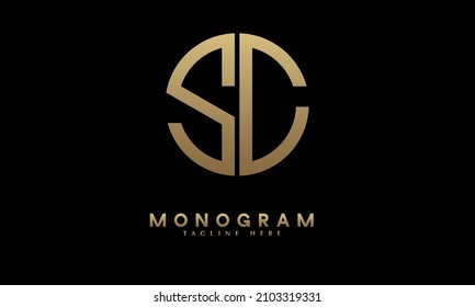 Alphabet SC or CS illustration monogram vector logo template in round shape