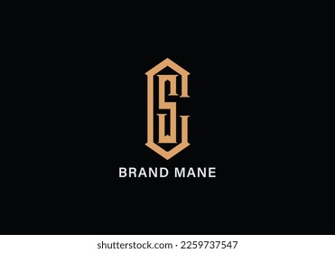 Alphabet SC or CS illustration monogram vector logo template in silver color and black background
