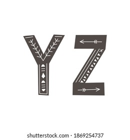 Alphabet in scandinavian style. Hand drawing vector illustration.