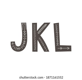 Alphabet in scandinavian style. Hand drawing vector illustration.