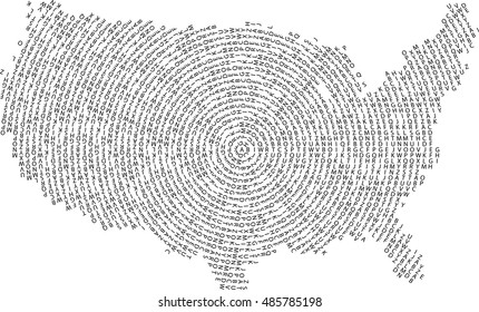 alphabet scattered usa map