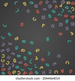 Alphabet School Board Vector Black Background. Font Style Type. Stylized Abc Blackboard Illustration. Education Template.