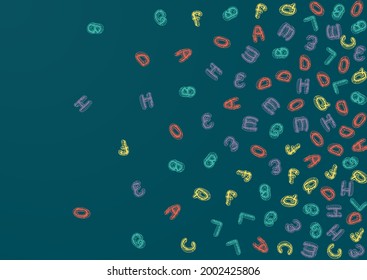 Alphabet School Board Vector Green Background. Abc Drawing Cover. Artwork Letter Blackboard Template. Educate Design.