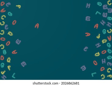 Alphabet School Board Vector Green Background. Text Sketchy Pattern. Decorative Chalk Chalkboard Design. Graphic Typography.