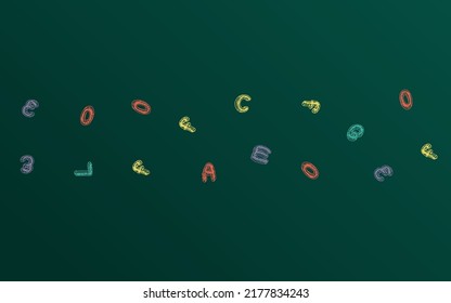 Alphabet School Board Vector Green Background. Text Graphic Pattern. Artwork Chalk Blackboard Backdrop. Education Typography.