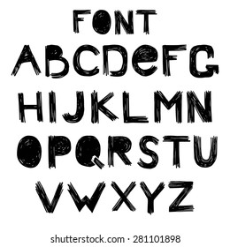 Alphabet  scratch vector. grunge style. English alphabet 