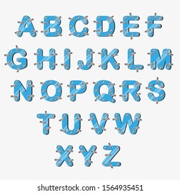 

alphabet with screw. vector illustration