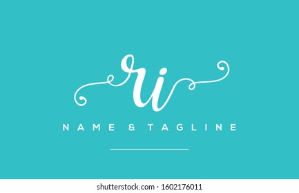 Alphabet script letters icon logo RI 