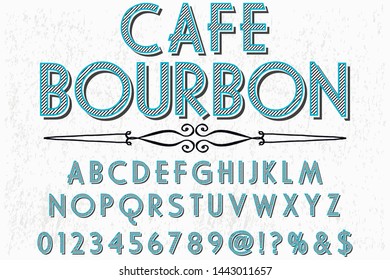 alphabet Script Typeface handcrafted handwritten vector label design old style.Shadow Effect.vintage Hand Drawn.Retro Typography.Vector Illustration.