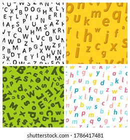 El fondo de los alfabetos es fluido. Conjunto de cuatro vectores interminables con letras. Ilustración del vector