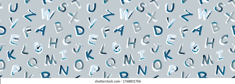 Alphabet Seamless Pattern  Border Concept Design For Back To School. Abc Background 