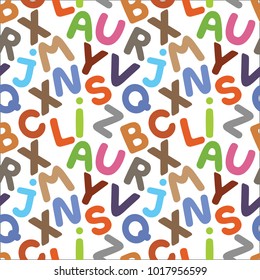 Alphabet seamless pattern. Colorful background