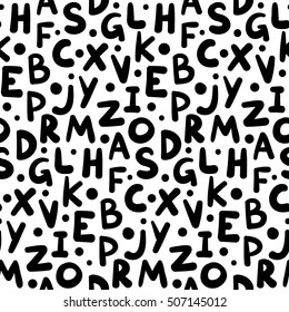 Alphabet seamless pattern with handwritten letters