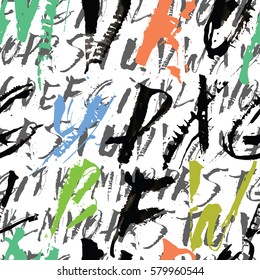Alphabet seamless pattern. Modern expressive digital pattern. Vector illustration.