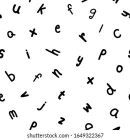 Alphabet seamless pattern on white background.
