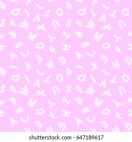 Alphabet seamless pattern on a white background. 
