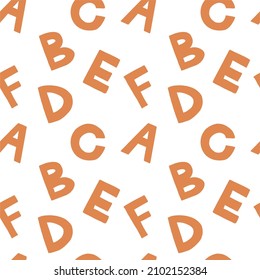 Alphabet Seamless Pattern. Orange Letters A B C D F