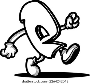 Alphabet series, graffiti alphabet letter P illustrated dancing. Suitable for coloring book, t-shirt design, sticker and more