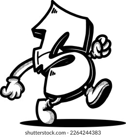 Alphabet series, graffiti alphabet letter S illustrated dancing. Suitable for coloring book, t-shirt design, sticker and more