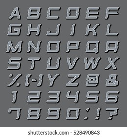 Alphabet Set, 3D abc, punctuation marks. Vector font isolated.