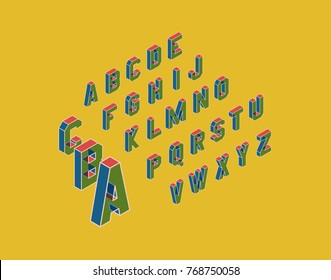 Alphabet set. 3d vector illustration. Design elements.