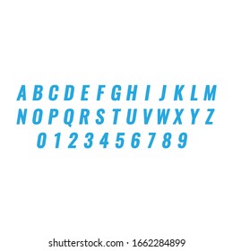 Alfabeto. Conjunto de letras azules simples para el diseño.