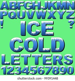 An Alphabet Set of Cold Letters and Numbers with Snow and Ice. New EPS 10 version now available see portfolio.