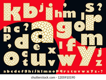 alphabet set with cracked egg texture in gold ivory shades