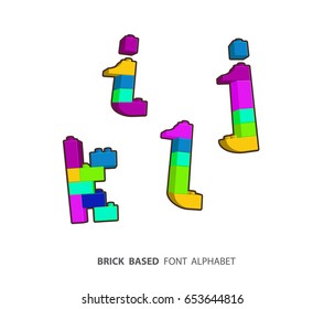 Alphabet set created from playing bricks. Lower case letters