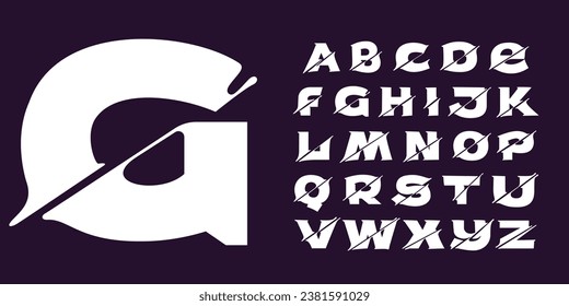 Alphabet set with cyber distortion, shape-shift effect. Double exposure font. Glitch illusion icon. Monochrome type for futuristic tech heading, music poster, vibrant sale banner, gambling art.