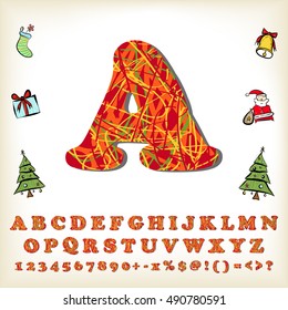alphabet set design for christmas, vector illustration