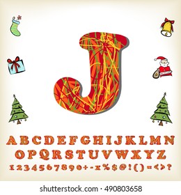alphabet set design for christmas, vector illustration