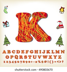 alphabet set design for christmas, vector illustration