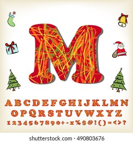 alphabet set design for christmas, vector illustration