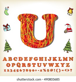 alphabet set design for christmas, vector illustration