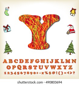 alphabet set design for christmas, vector illustration